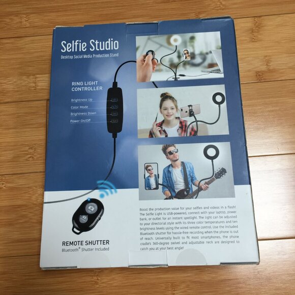 Brand New Merkury Innovations Desktop Selfie Studio Ring Light with Remote - Picture 2 of 10